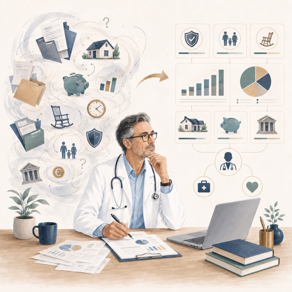 Médecin libéral confronté à de nombreux enjeux patrimoniaux nécessitant une organisation claire et cohérente.