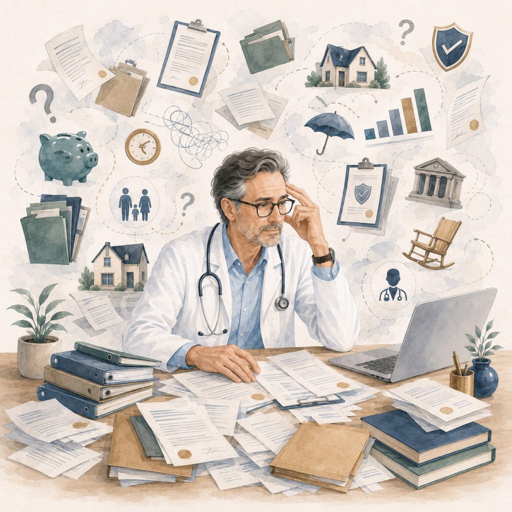 Médecin libéral confronté à l’accumulation de contrats et de placements sans vision patrimoniale d’ensemble.