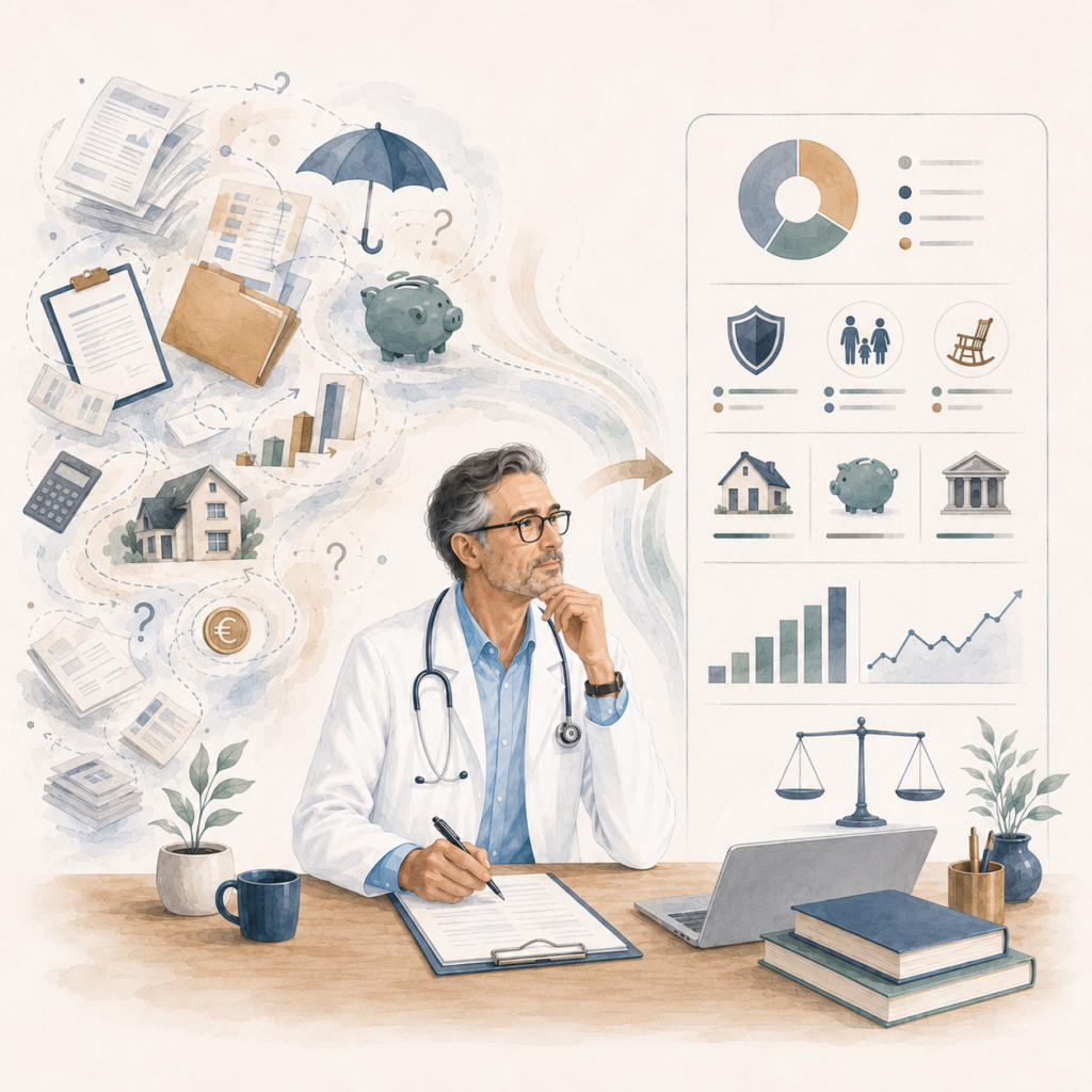 Médecin libéral réfléchissant aux différentes options d'épargne